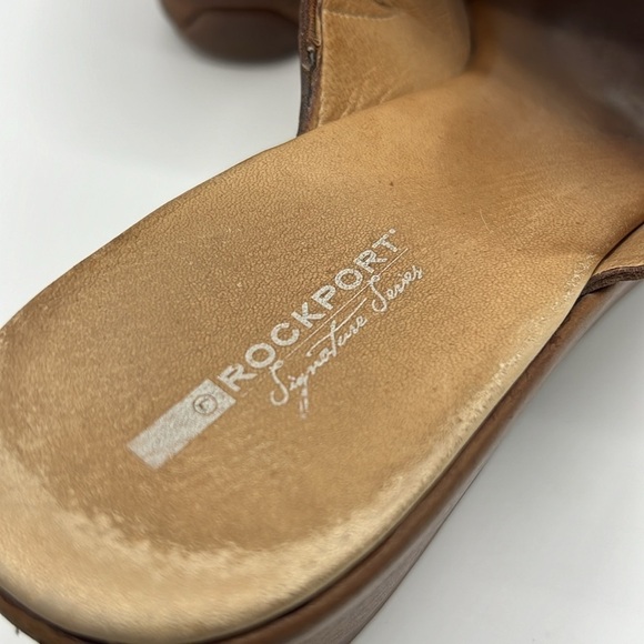 ROCKPORT BROWN LEATHER SIZE 11 WOMENS 3” HEEL SLIDE SANDALS - Picture 7 of 13